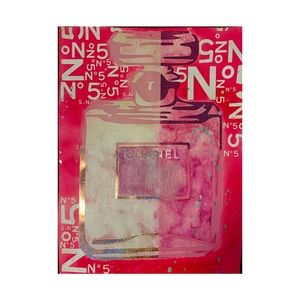 Abstract watercolor/vinyl on canvas Chanel No.5 Wall art